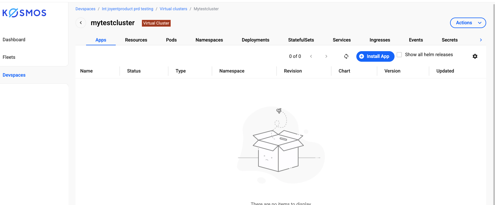 Virtual Cluster Details Page